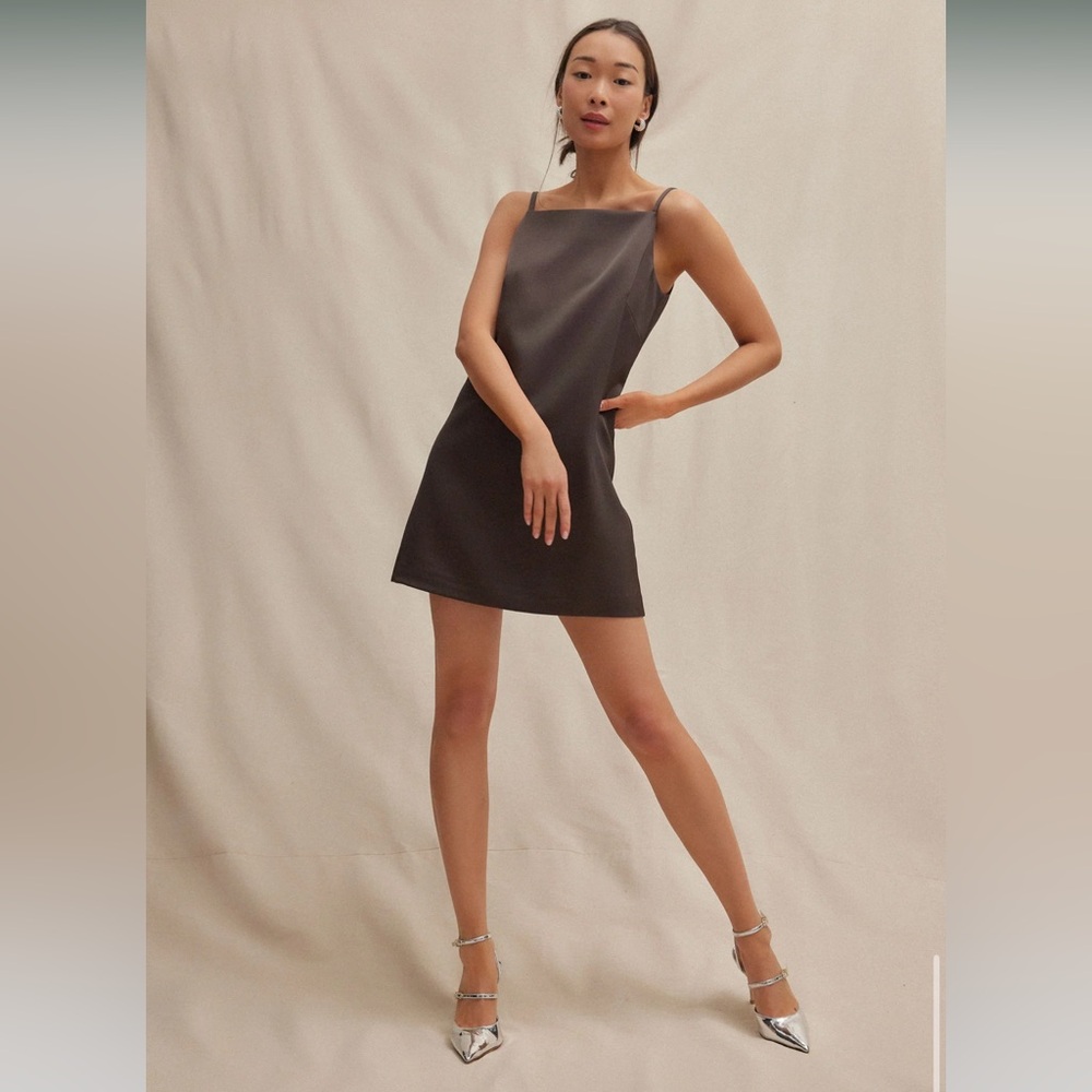 Tuckernuck chocolate satin Lara dress